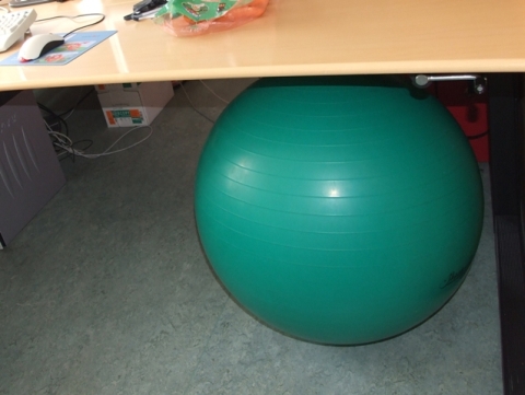 repetitive strain injury solution #5 - doctor who detected my RSI problem in the upper back (showing a cramped neck) . Try a funny sitting ball